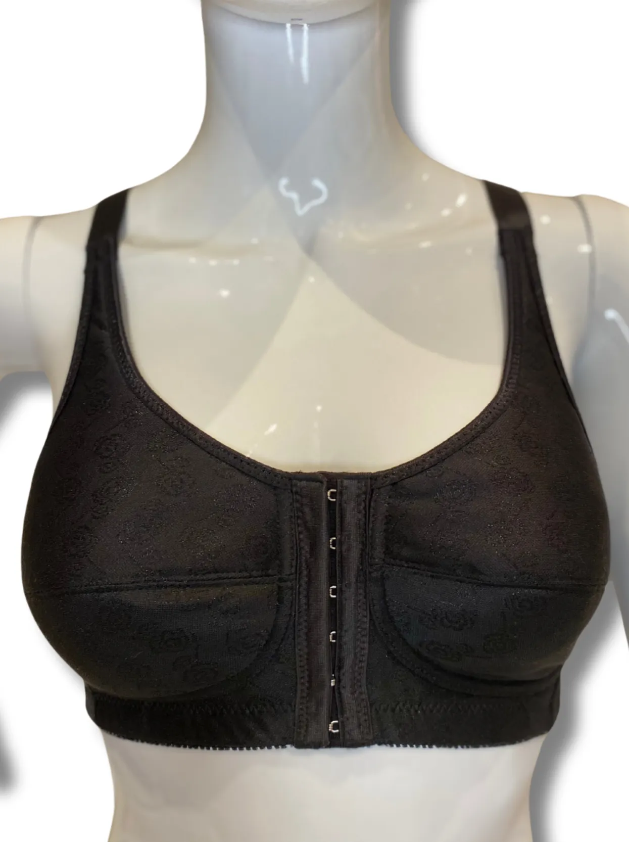 ABC Rose Contour Front Fastening Mastectomy Bra - Black