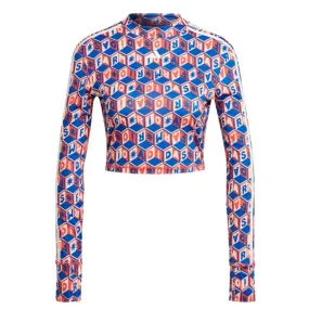 Adidas Women's  x FARM Long Sleeve Cropped Shirt - Bold Blue / Bright Red