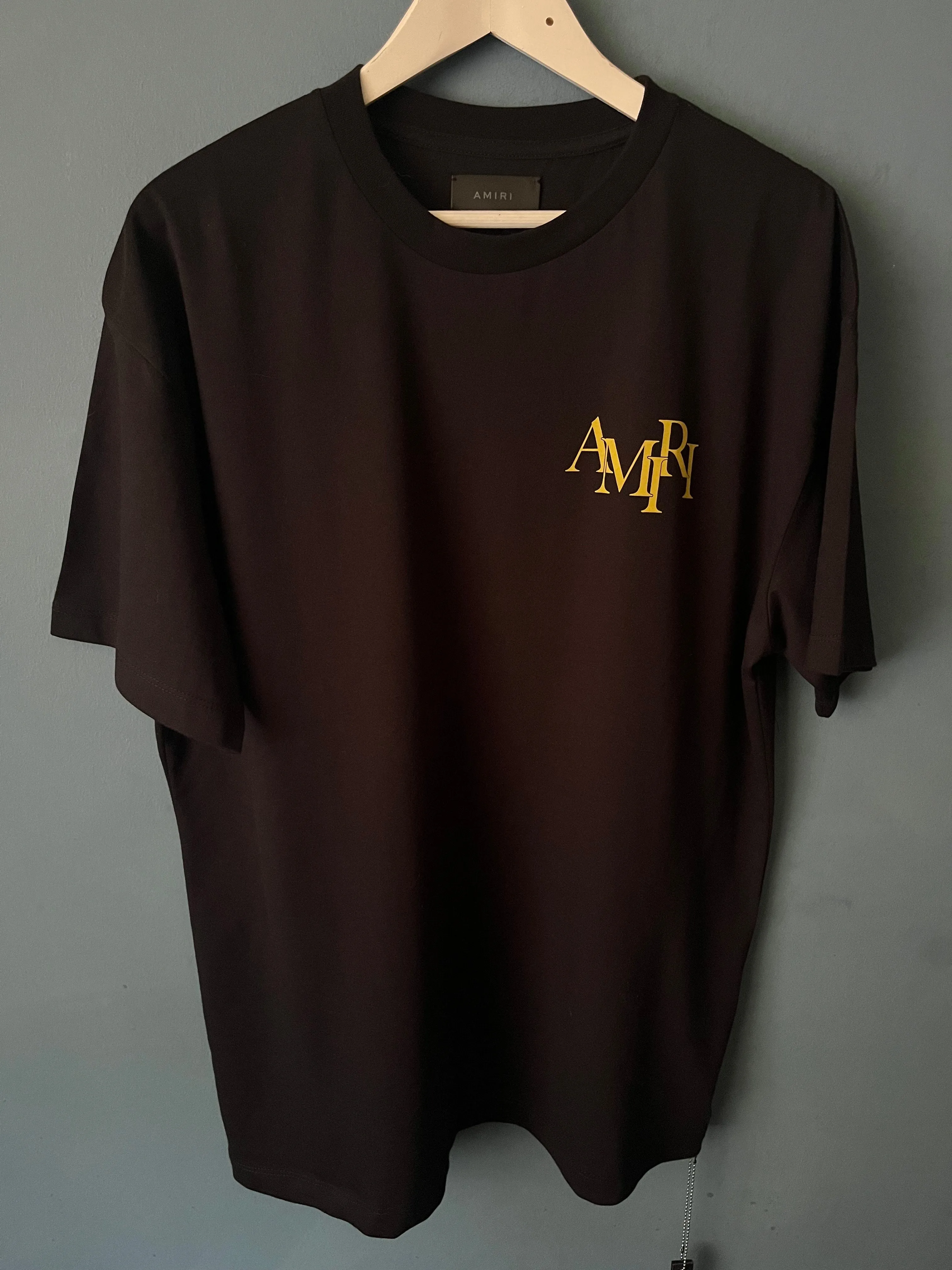 AMIRI "Champagne " Cotton T-shirt Styled in Black for Spring&Summer 2024