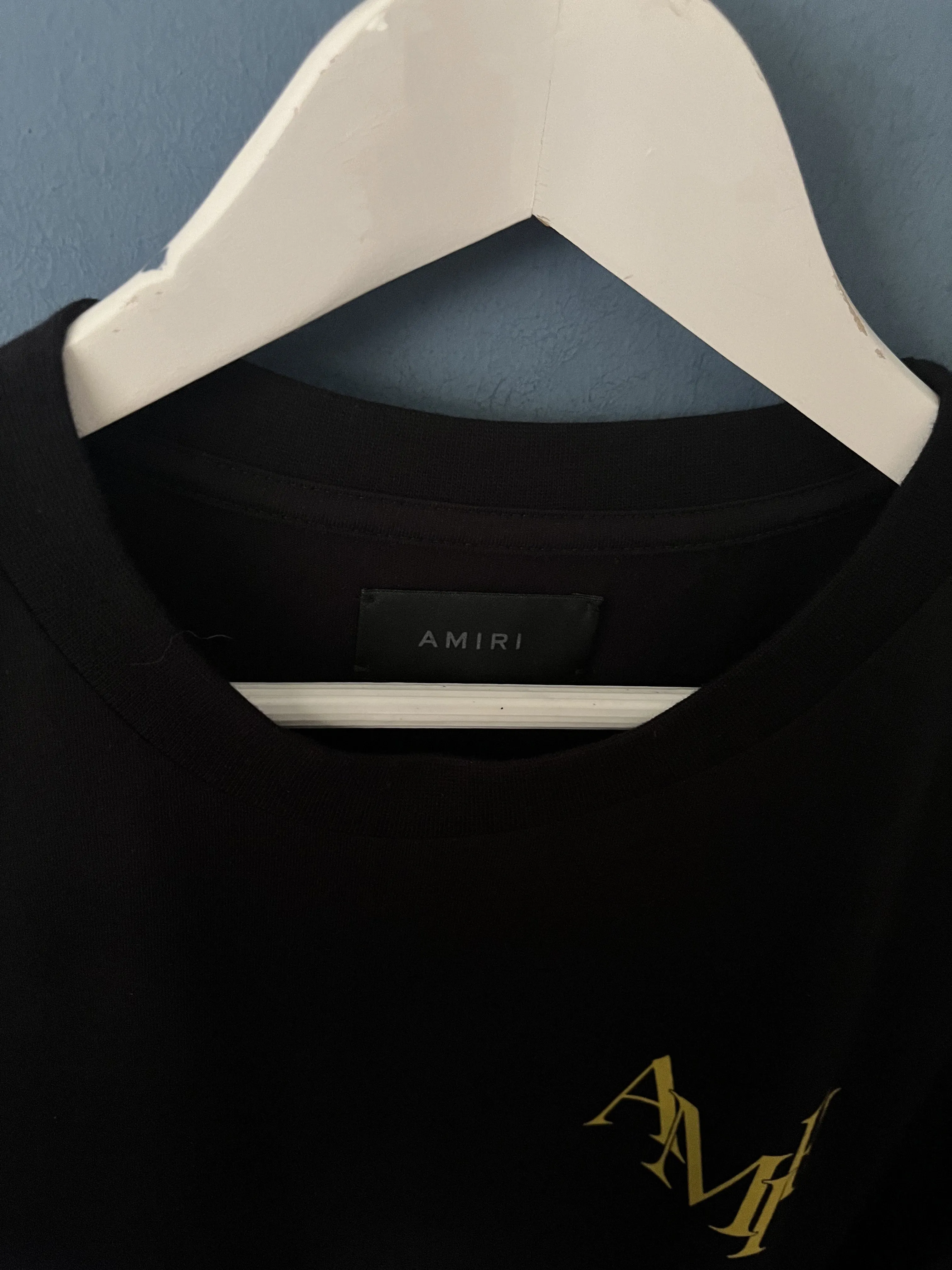 AMIRI "Champagne " Cotton T-shirt Styled in Black for Spring&Summer 2024