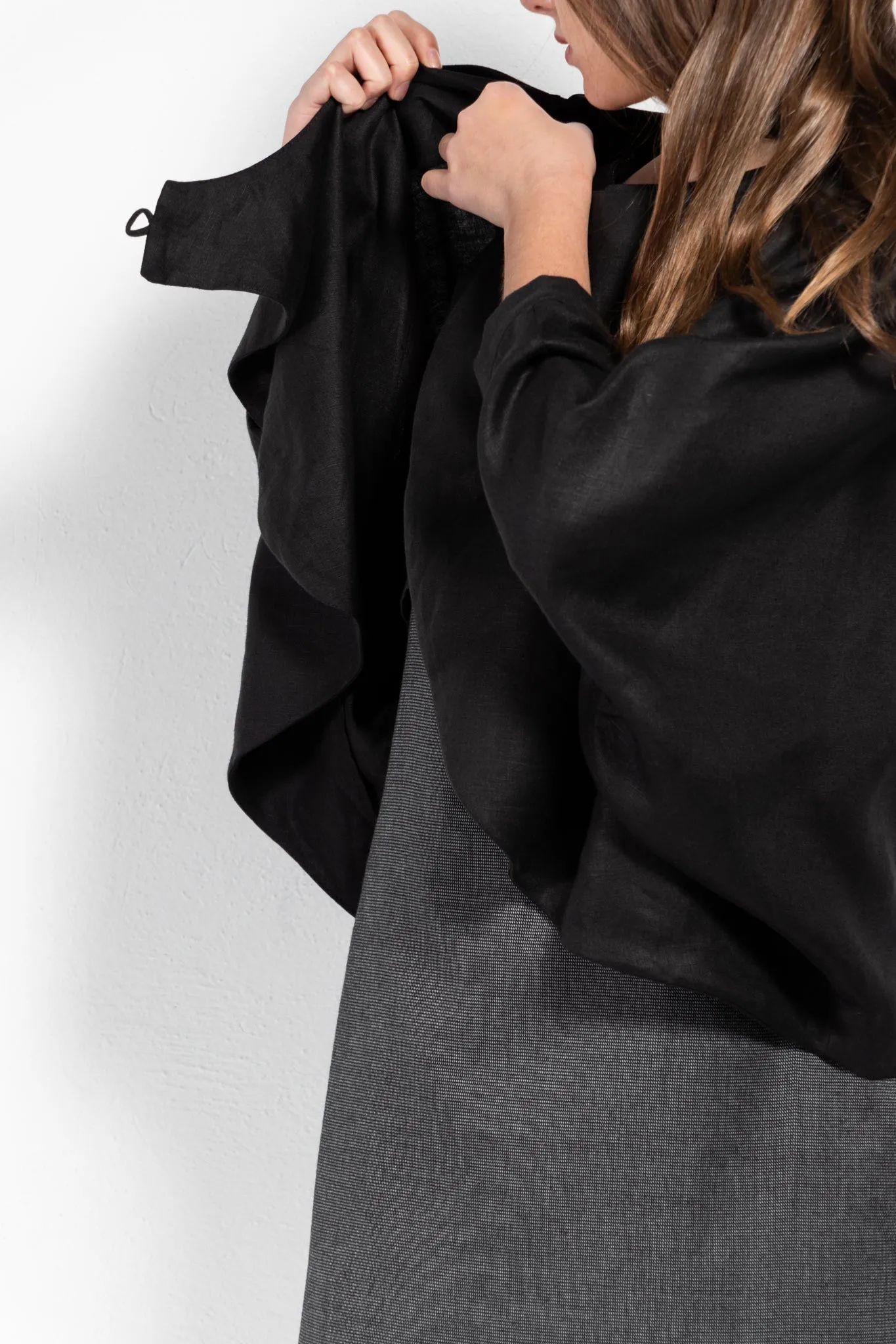 Andrea Linen Blend Crossover Cape Top