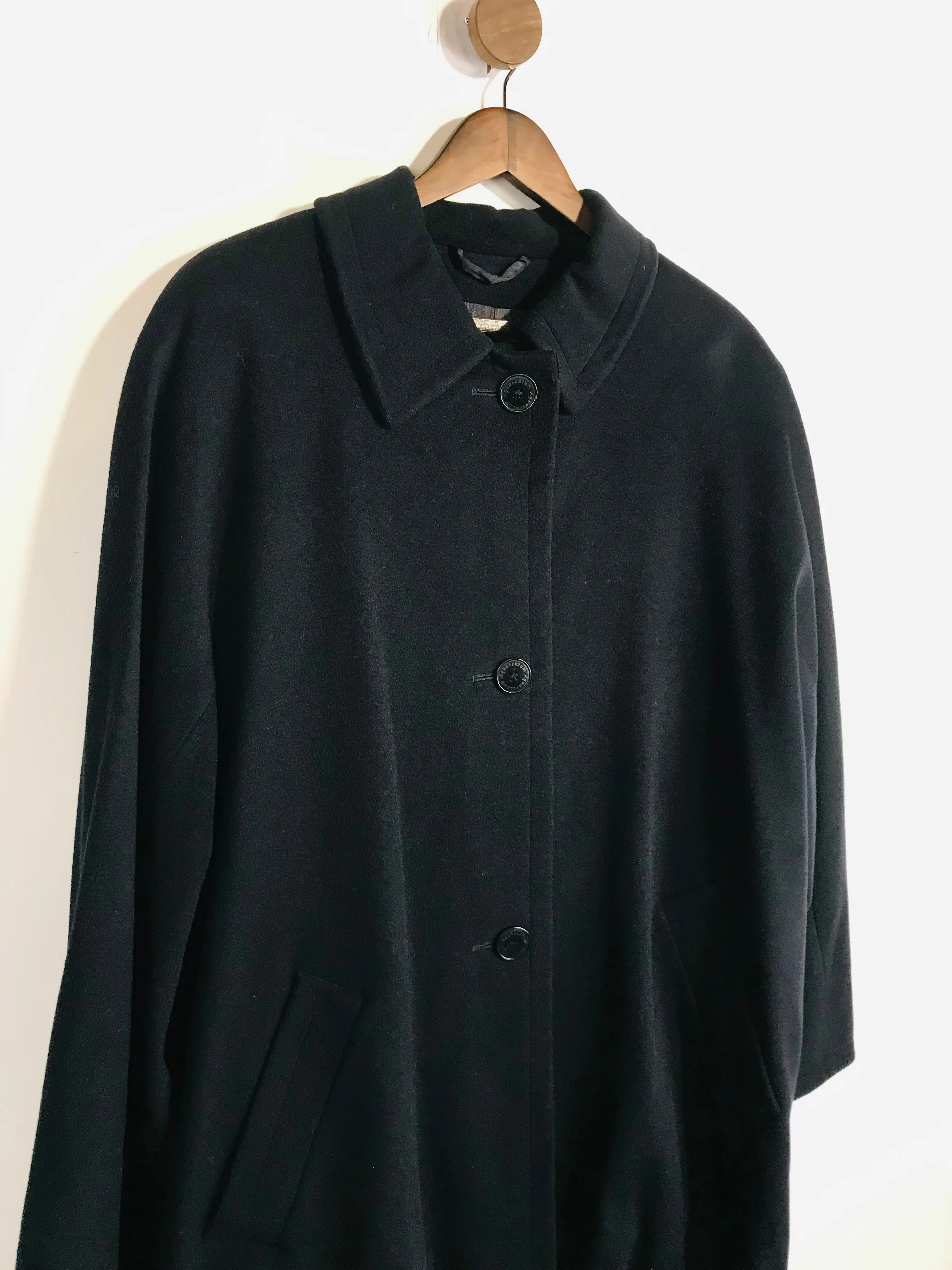 Aquascutum Women's Wool Angora Overcoat Coat | L UK14 | Blue