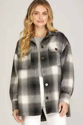Aspin Check Plaid Long Shacket