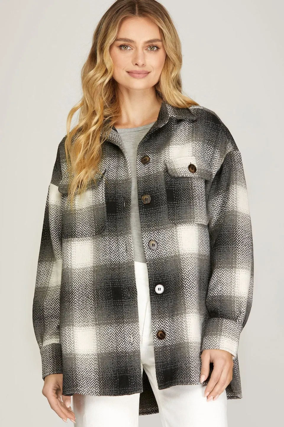 Aspin Check Plaid Long Shacket