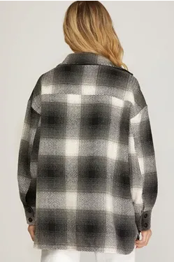 Aspin Check Plaid Long Shacket