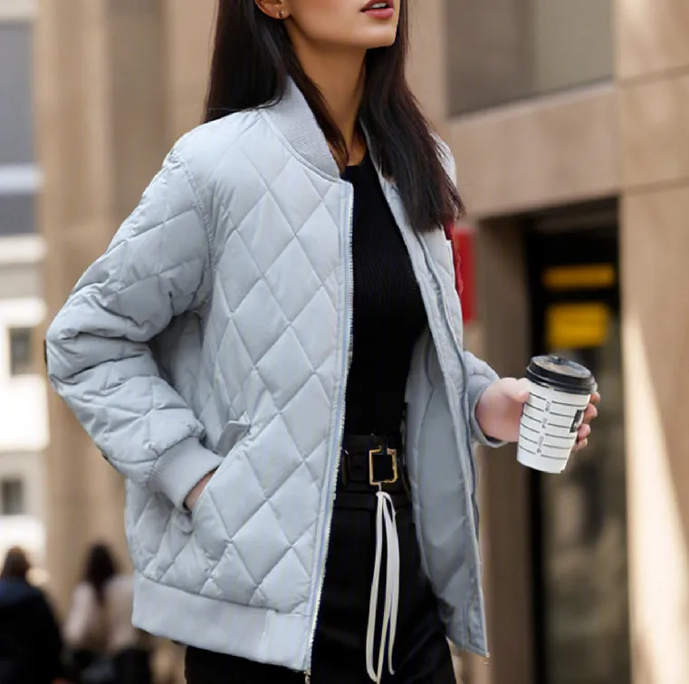 autumn and winter European and American cross-border women's clothing new rhombus cotton-padded clothes women's jackets women's baseball uniforms winter tops