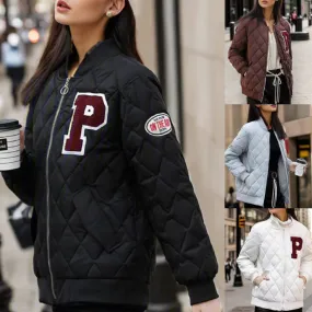 autumn and winter European and American cross-border women's clothing new rhombus cotton-padded clothes women's jackets women's baseball uniforms winter tops