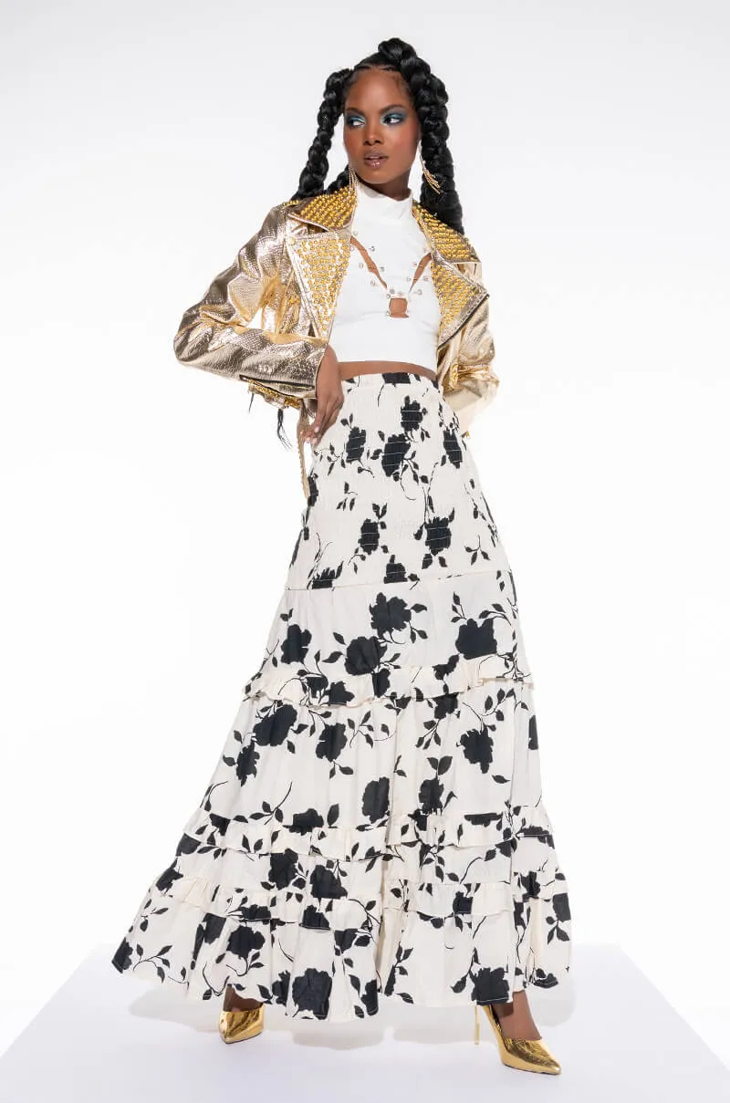AZALEA WANG GOLD FINGER STUDDED MOTO JACKET