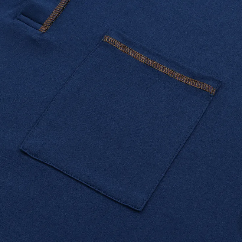 BACKWOODS | Men's Casual Colorblock Henley Collar Short Sleeve T-Shirt