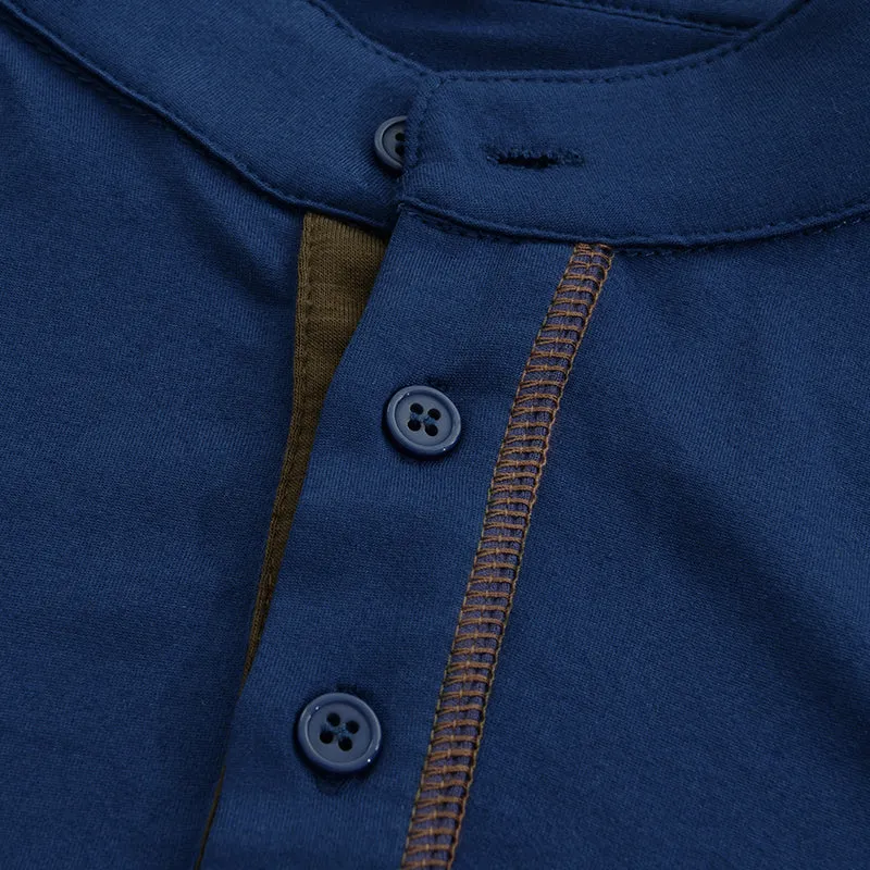 BACKWOODS | Men's Casual Colorblock Henley Collar Short Sleeve T-Shirt