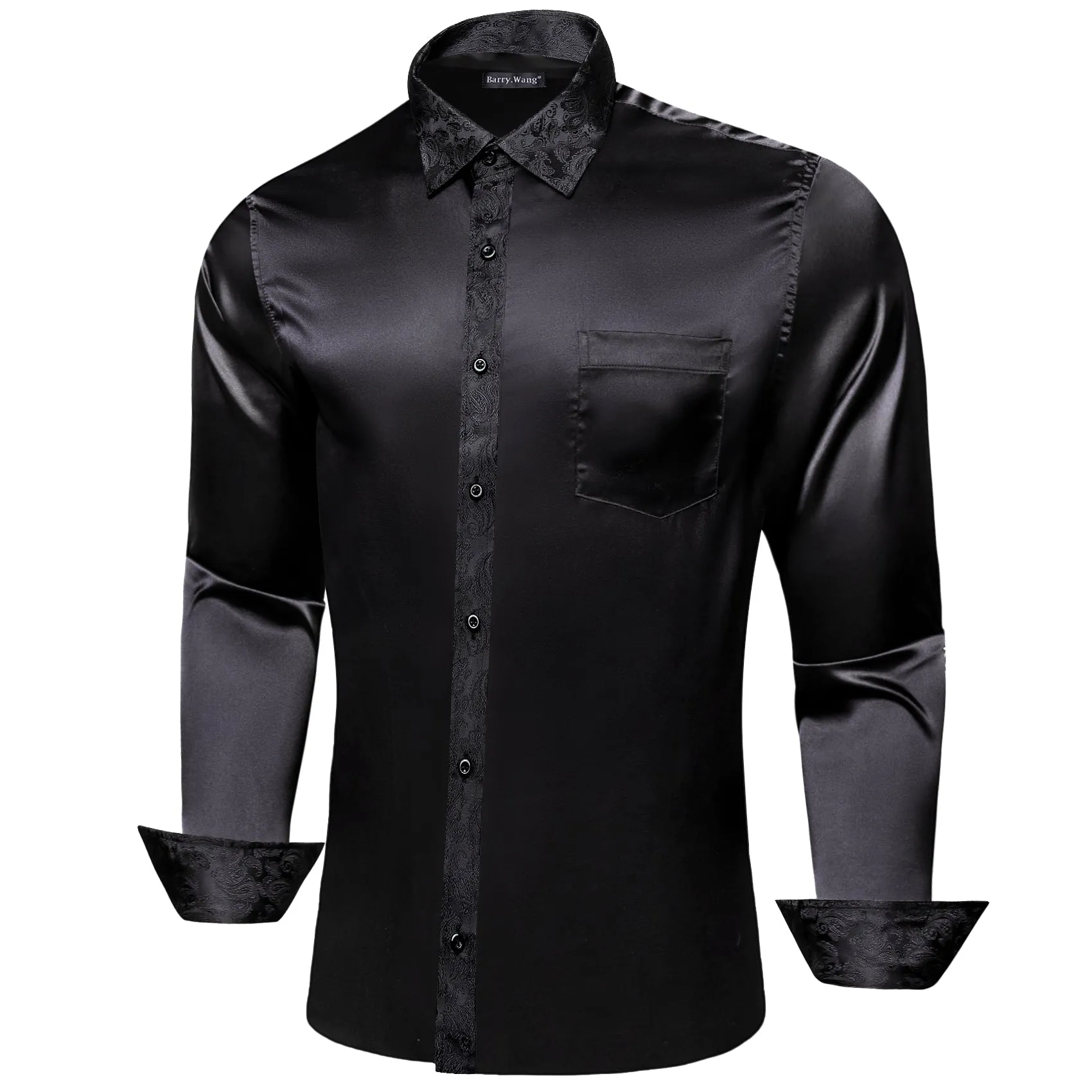 Barry.wang Black Solid Men's Shirt