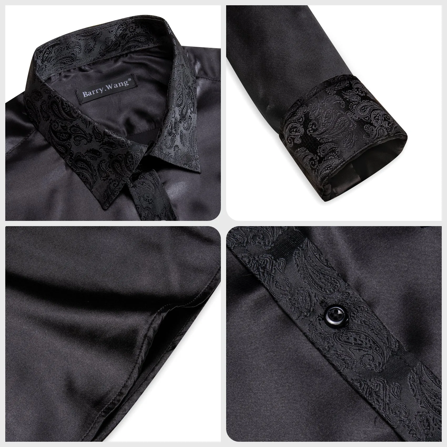 Barry.wang Black Solid Men's Shirt