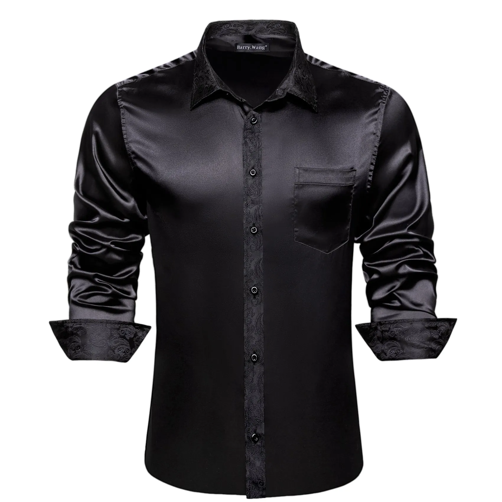 Barry.wang Black Solid Men's Shirt