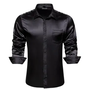 Barry.wang Black Solid Men's Shirt