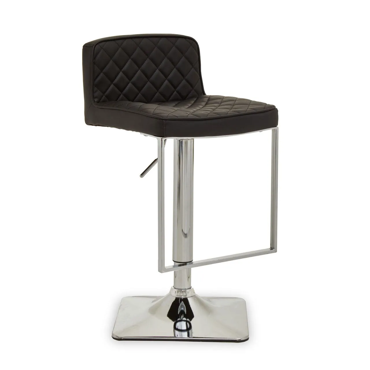 Black and Chrome Bar Stool with Square Base