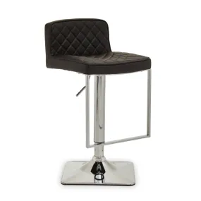 Black and Chrome Bar Stool with Square Base