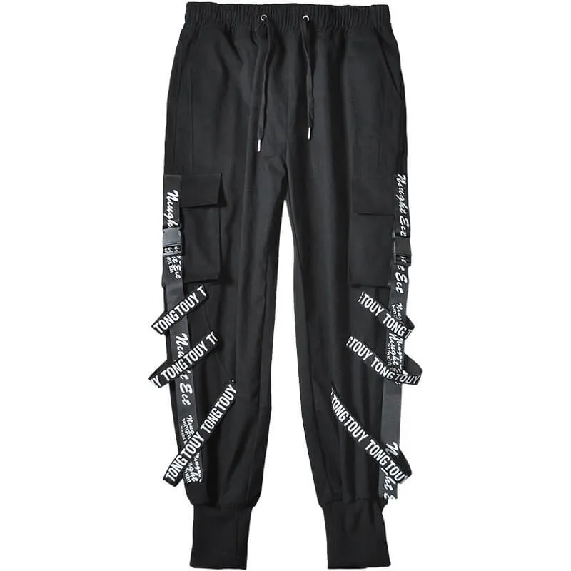 Black Cargo Pants For Men - Kuroi Joggers Japanese Streetwear Joggers