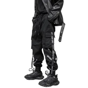 Black Cargo Pants For Men - Kuroi Joggers Japanese Streetwear Joggers