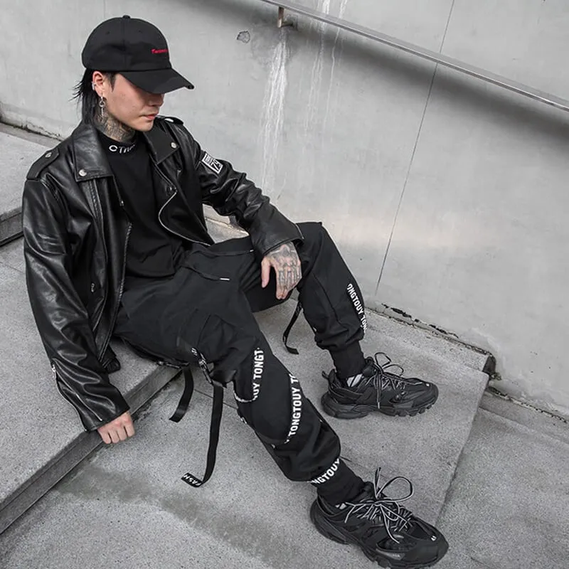 Black Cargo Pants For Men - Kuroi Joggers Japanese Streetwear Joggers