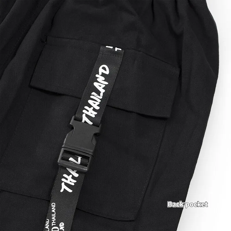 Black Cargo Pants For Men - Kuroi Joggers Japanese Streetwear Joggers