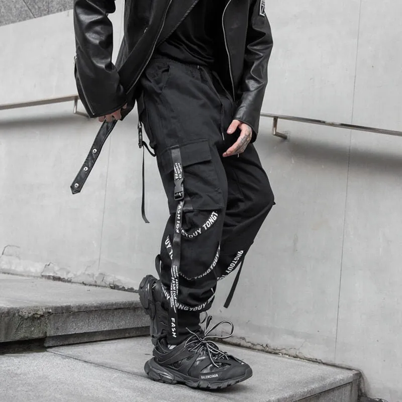Black Cargo Pants For Men - Kuroi Joggers Japanese Streetwear Joggers