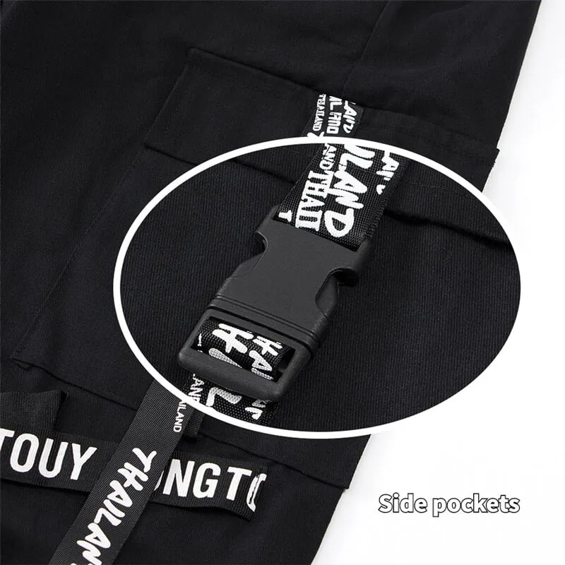 Black Cargo Pants For Men - Kuroi Joggers Japanese Streetwear Joggers