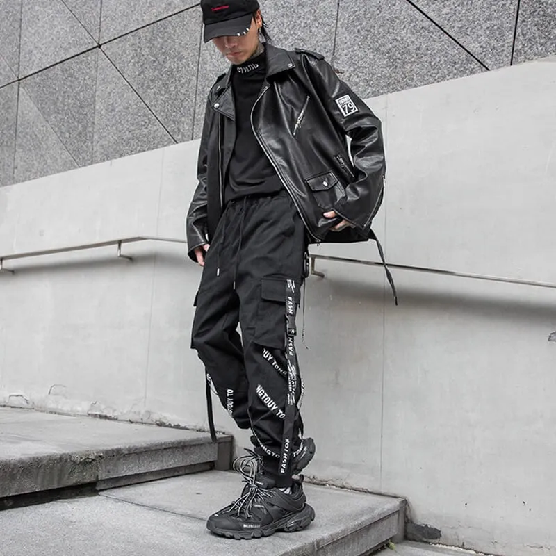 Black Cargo Pants For Men - Kuroi Joggers Japanese Streetwear Joggers