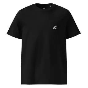 Black Organic Cotton T-Shirt with White Extremely Stoked Epic Wave Logo (Embroidered)