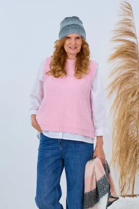 Bouclé Strickpullunder, rosa