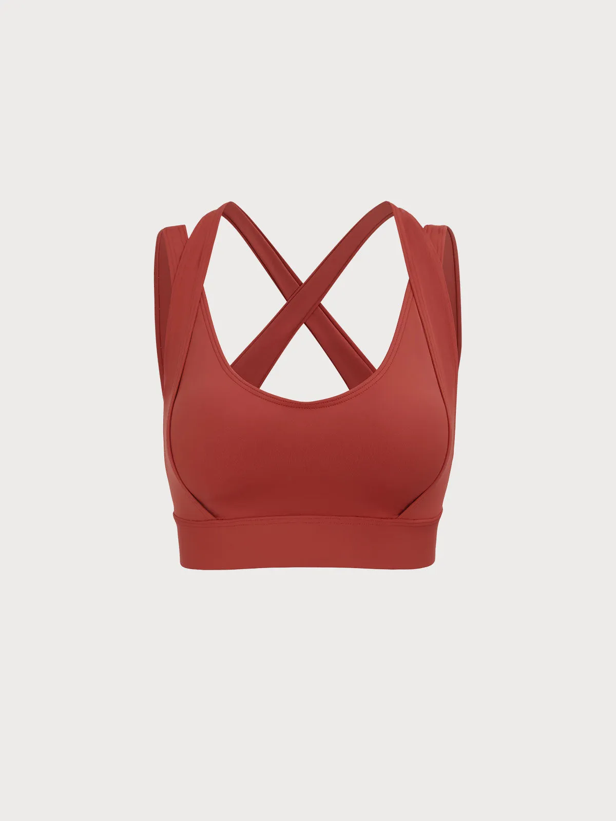 Brick Red X-Cross Sports Bra--Medium Support