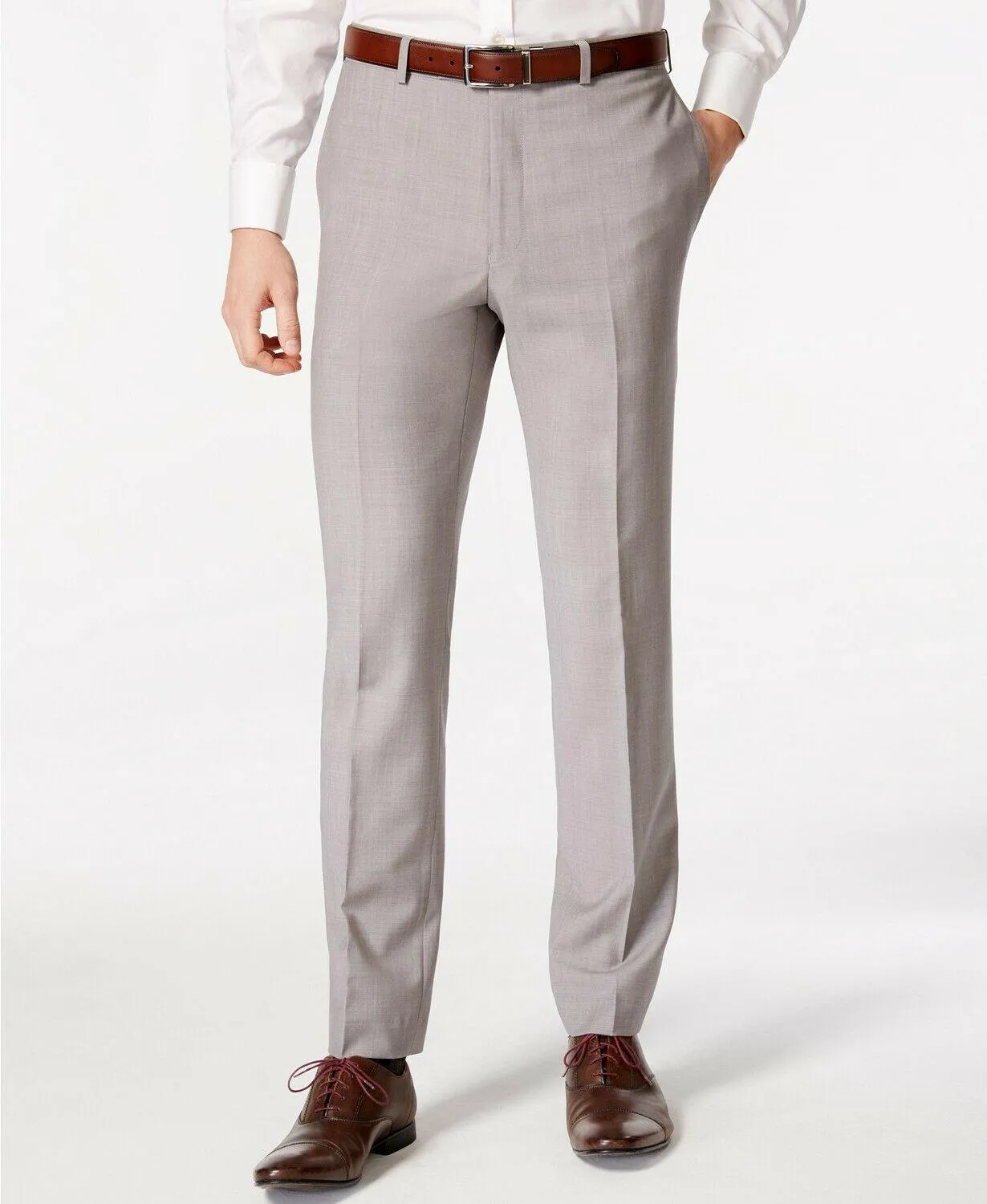 Calvin Klein Mens Slim fit Dress Pants 33 / 30 Light Grey