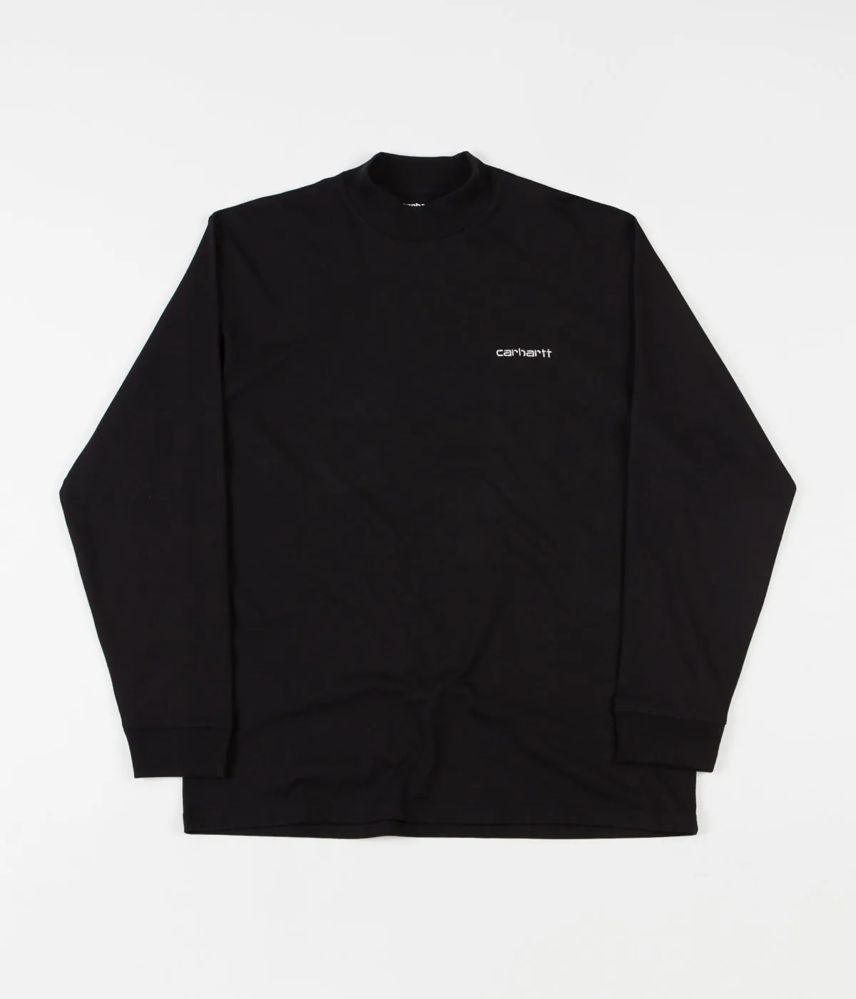 Carhartt Mockneck Script Embroidery Long Sleeve T-Shirt - Black / White