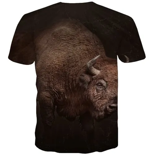 Cattle T-shirt Men Animal Tshirts Casual Black Shirt Print Harajuku T-shirts Graphic