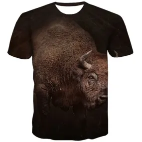 Cattle T-shirt Men Animal Tshirts Casual Black Shirt Print Harajuku T-shirts Graphic