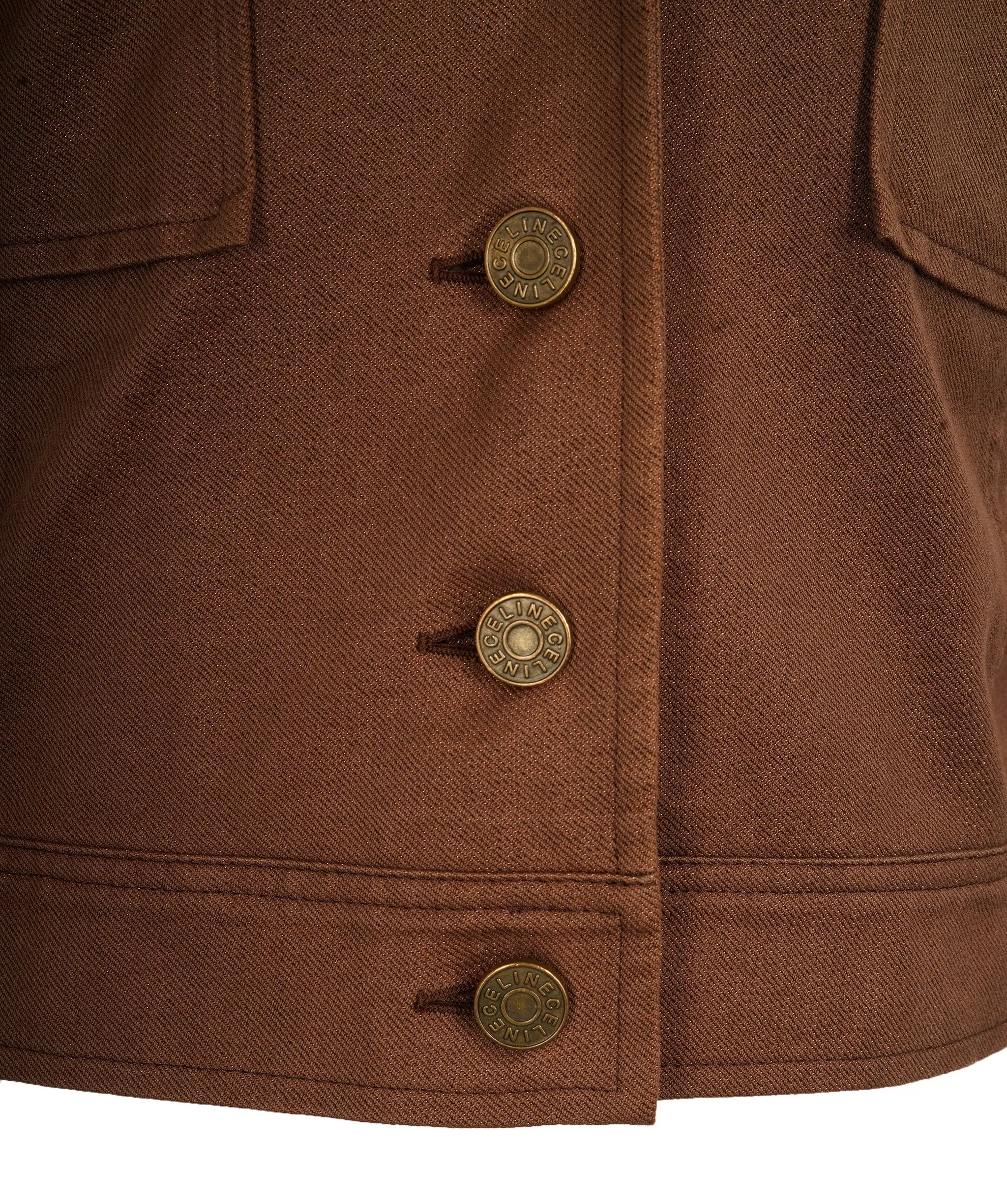 Celine Brown Metallic Thread Cropped Button Down Jacket FR 42 (UK 14) ASL9727