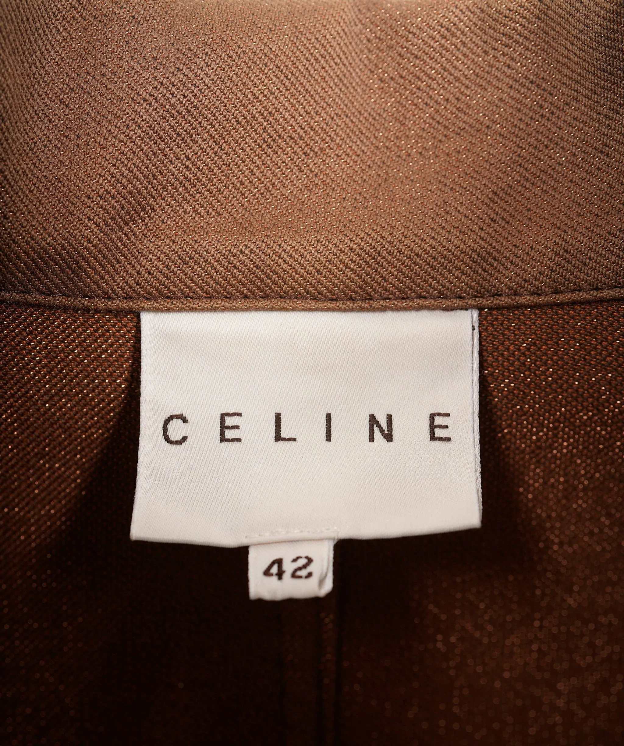 Celine Brown Metallic Thread Cropped Button Down Jacket FR 42 (UK 14) ASL9727