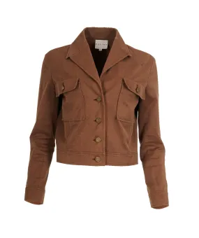 Celine Brown Metallic Thread Cropped Button Down Jacket FR 42 (UK 14) ASL9727