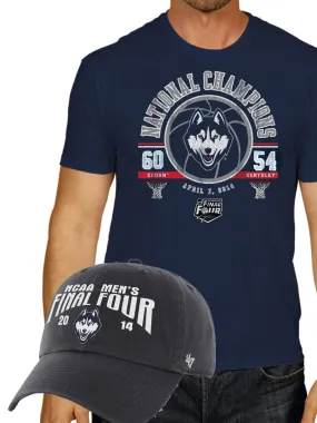 Connecticut UConn Huskies 2014 College Basketball Champions Shirt Hat Pack