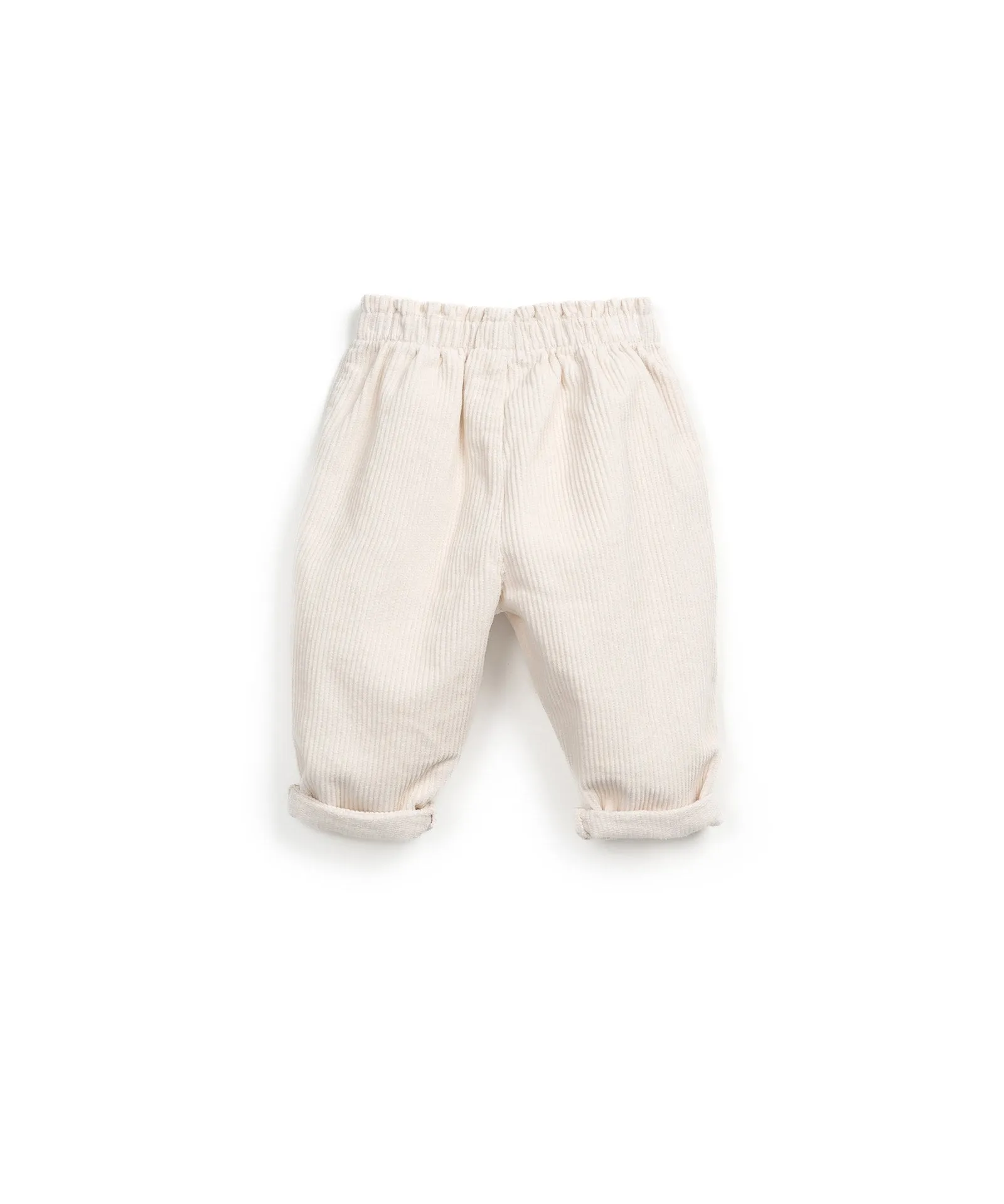 Corduroy pants with decorative drawstring - Ivory