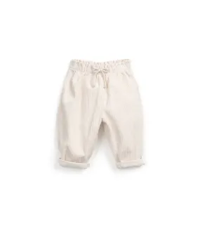 Corduroy pants with decorative drawstring - Ivory