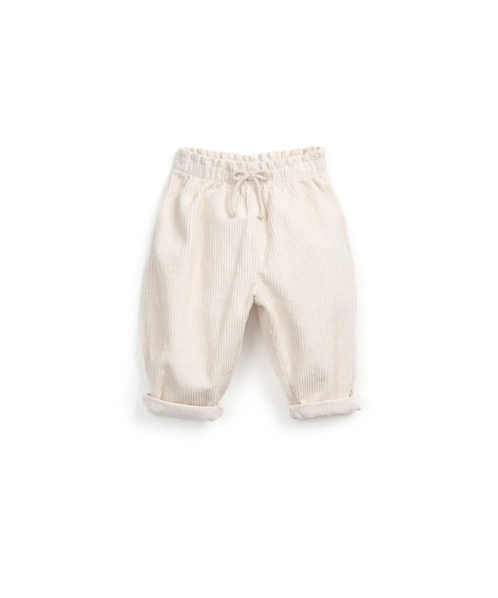 Corduroy pants with decorative drawstring - Ivory