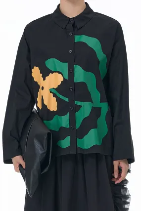 Cotton Black Full Sleeve Printed Shirt