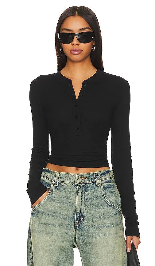 COTTON CITIZEN Verona Henley Shirt in Black