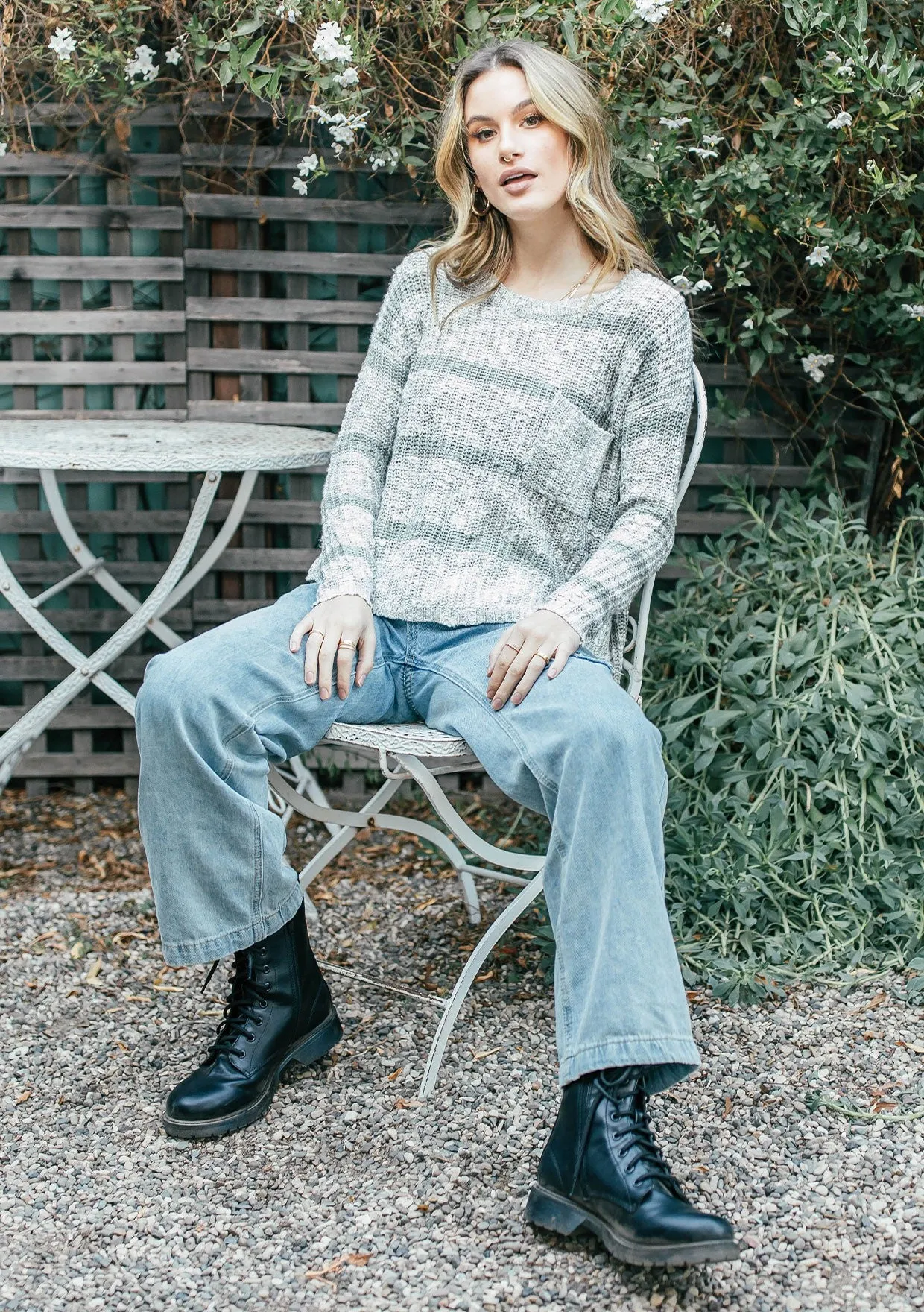 Cozy Striped Knit Dolman Sweater