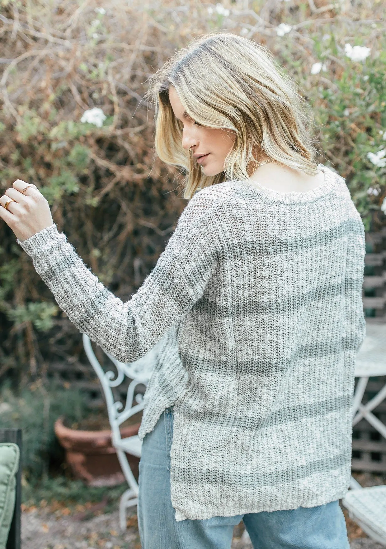 Cozy Striped Knit Dolman Sweater