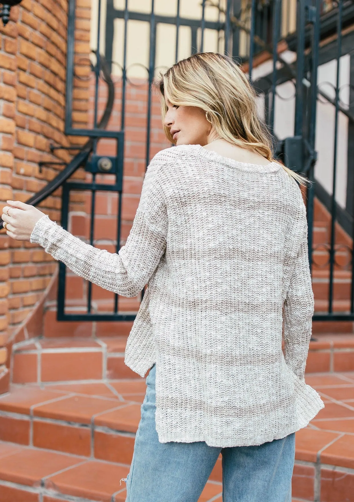 Cozy Striped Knit Dolman Sweater