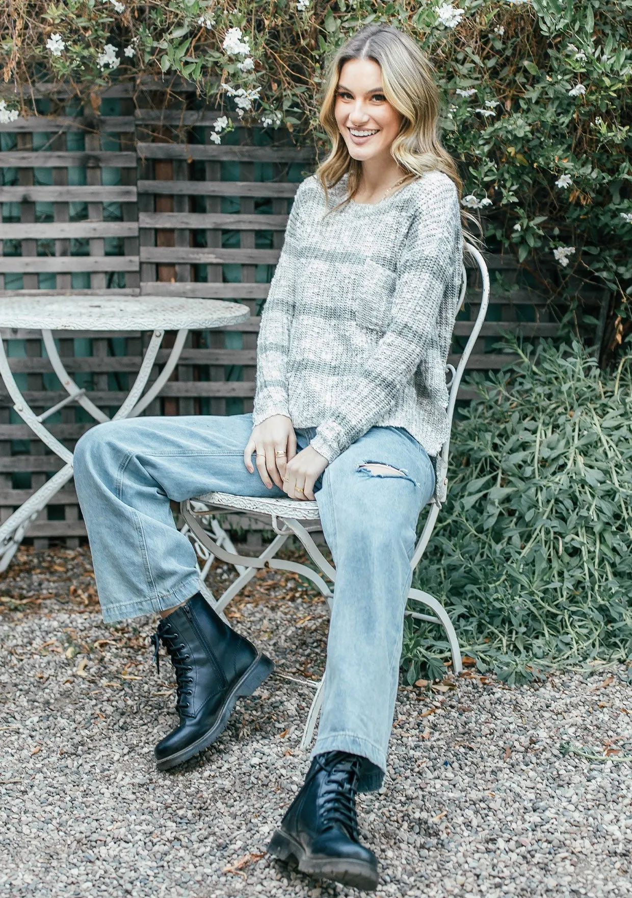 Cozy Striped Knit Dolman Sweater