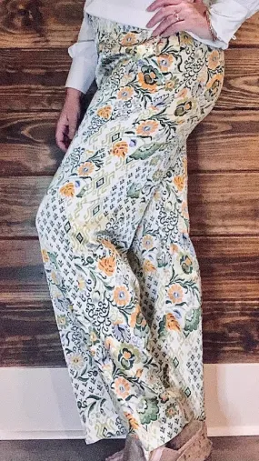 Cream Multi Pants