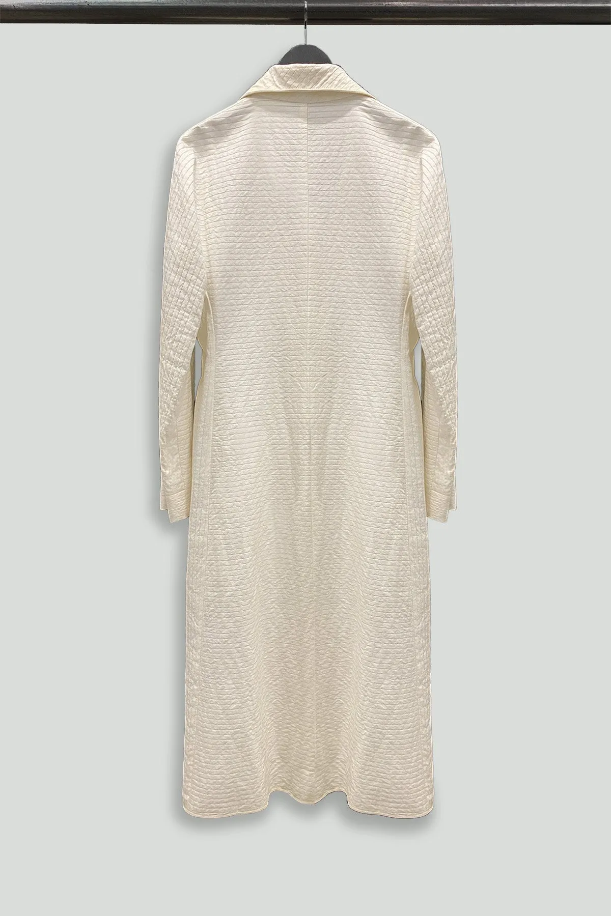 Cream Wide Wale Cotton Funnel Neck Coat