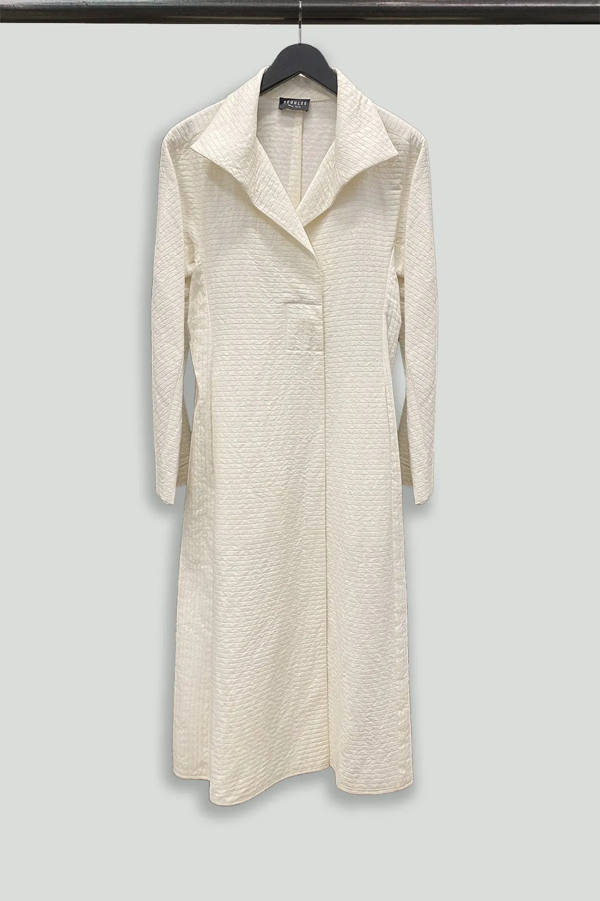 Cream Wide Wale Cotton Funnel Neck Coat